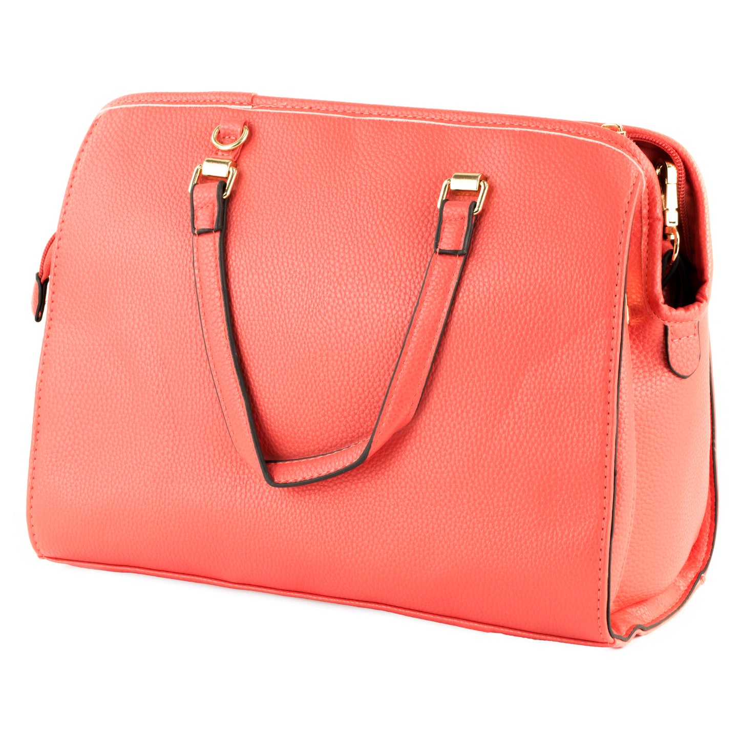 BULLDOG SATCHEL STYLE PURSE CORAL