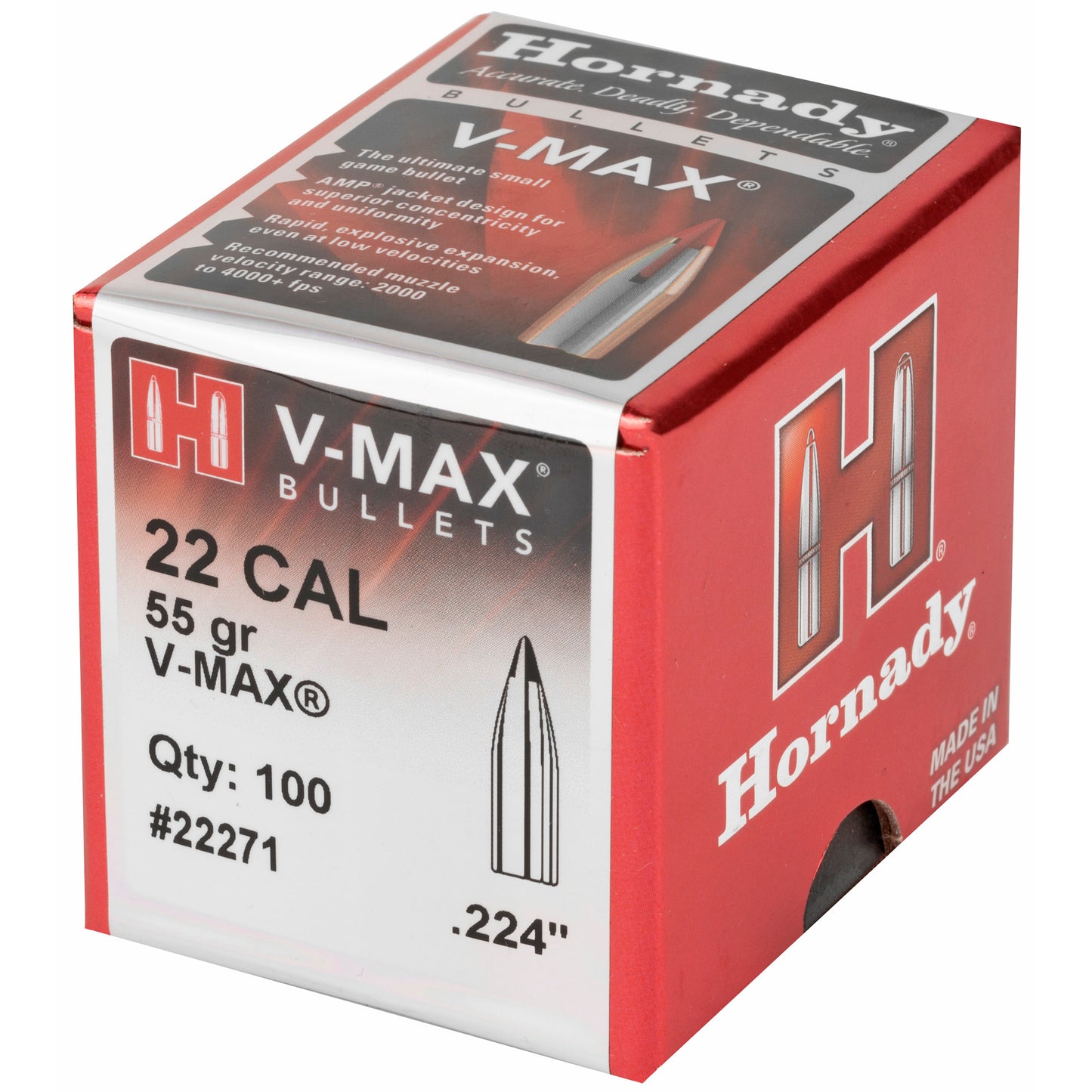 HRNDY V-MAX 22 CAL .224 55GR 100CT