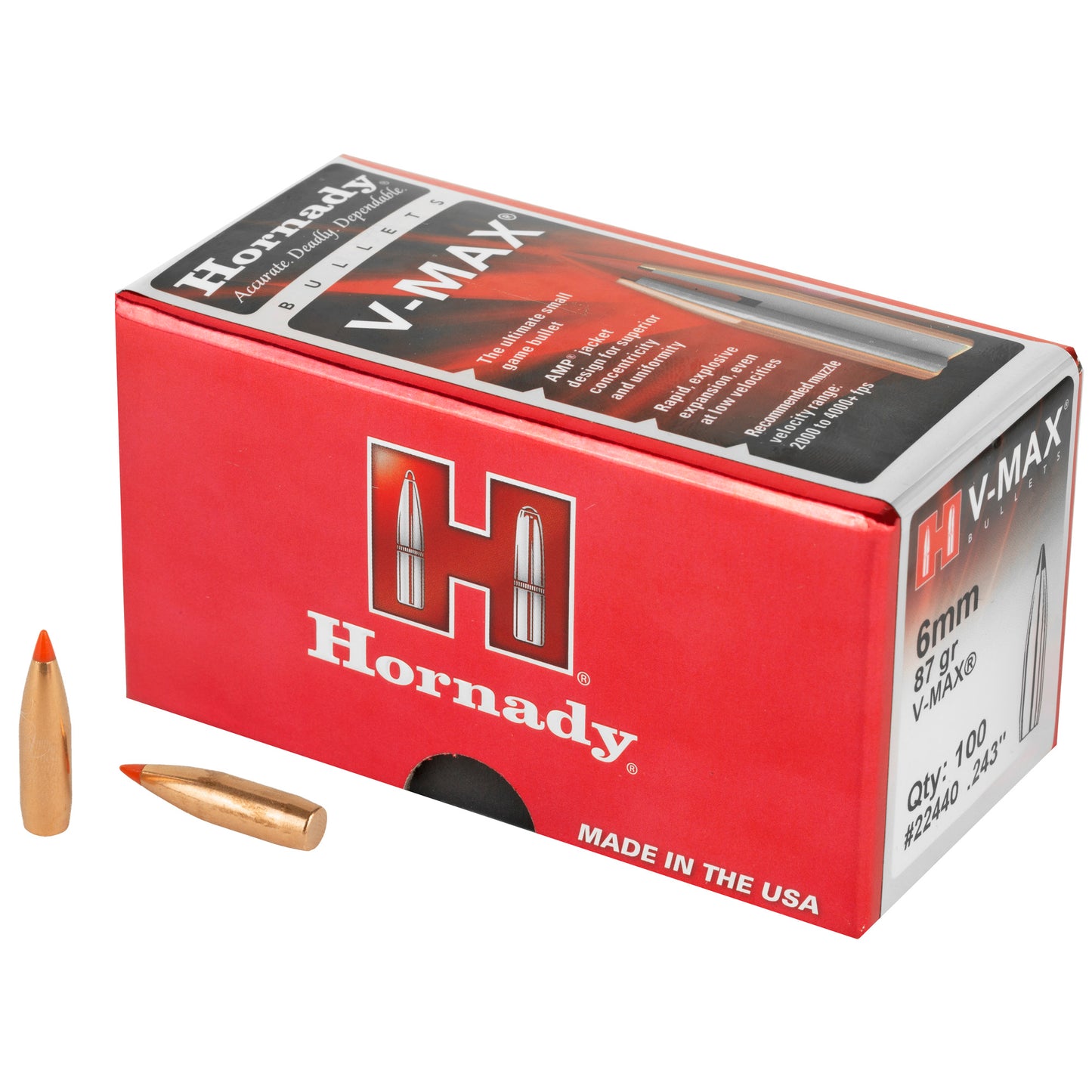 HRNDY V-MAX 6MM .243 87GR 100CT