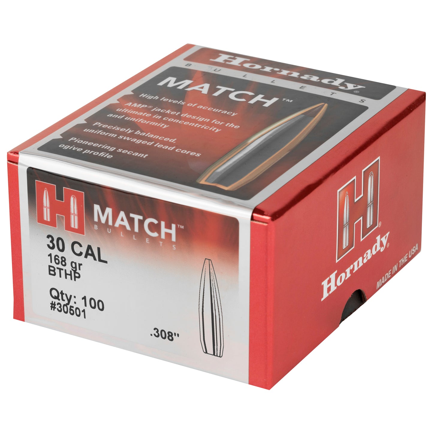 HRNDY MATCH 30CAL .308 168GR 100CT