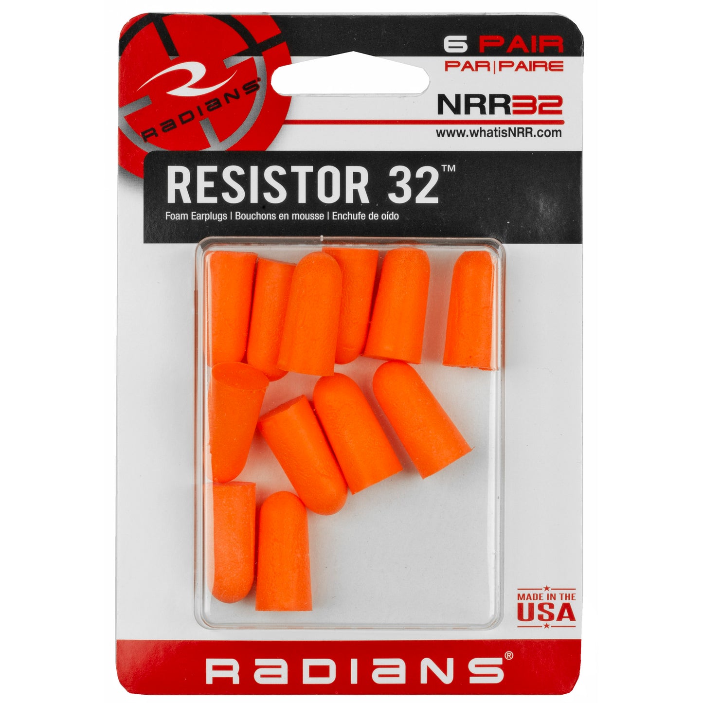 RADIANS RESISTOR EARPLUG 6 PAIRS