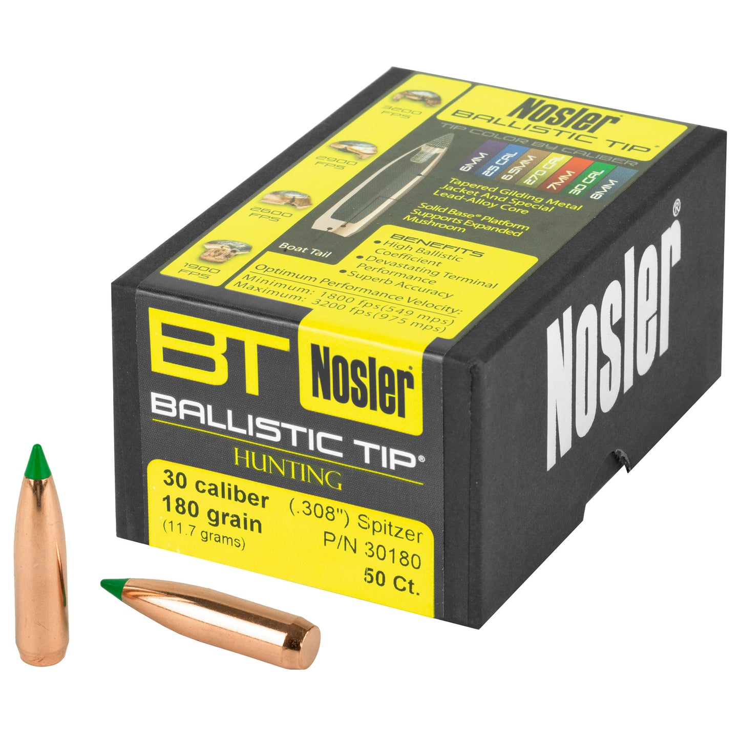 NOSLER 30 CAL 180GR 50CT