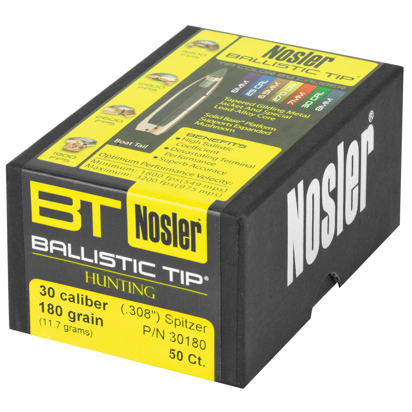 NOSLER 30 CAL 180GR 50CT