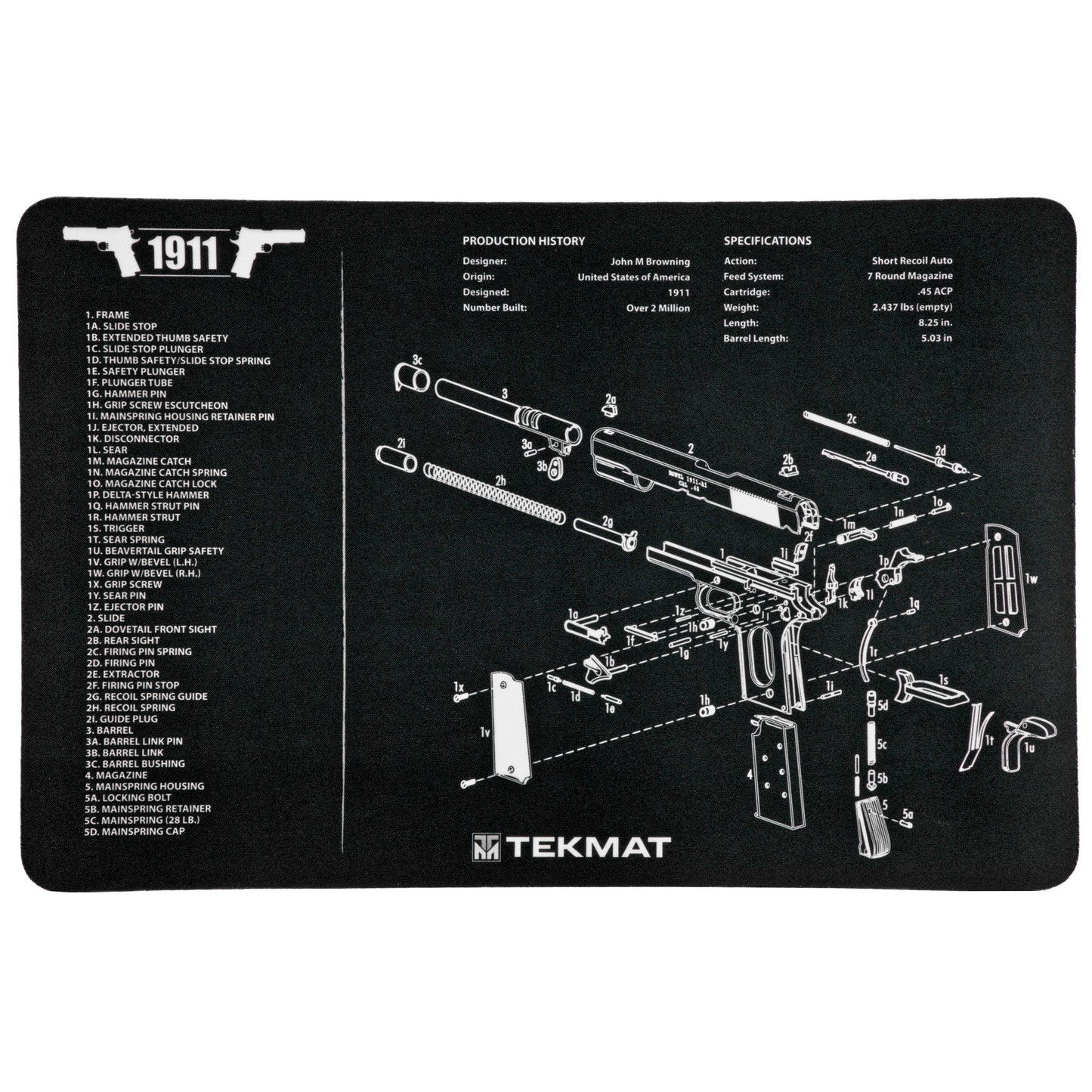 TEKMAT PISTOL MAT 1911 BLK