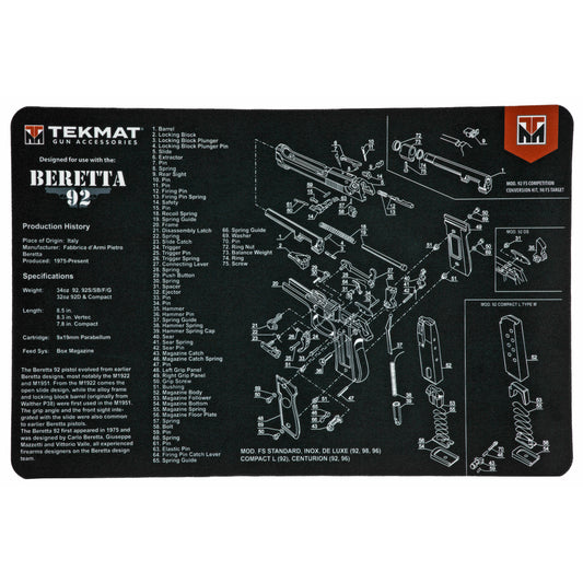 TEKMAT PISTOL MAT BERETTA 92 BLK