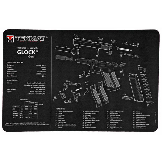 TEKMAT PISTOL MAT FOR GLK GEN 4 BLK