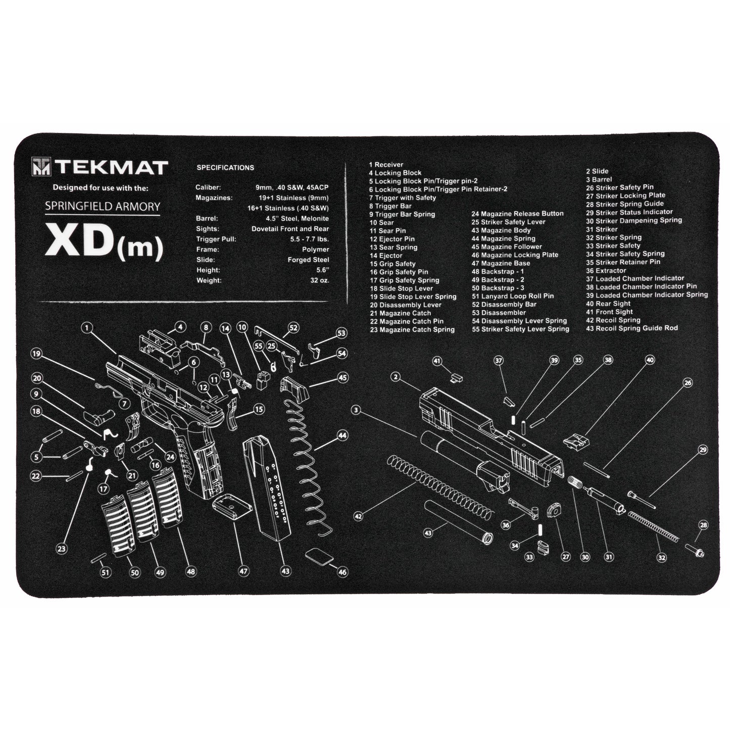 TEKMAT PISTOL MAT SPRNGFLD XDMDM BLK