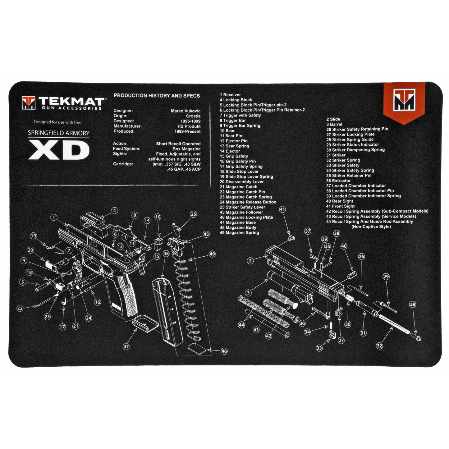 TEKMAT PISTOL MAT SPRNGFLD XD BLK