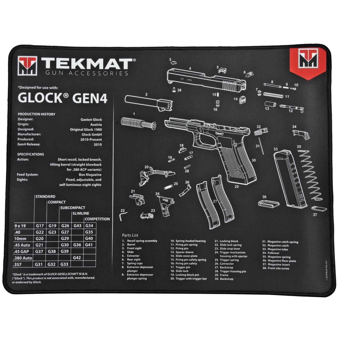 TEKMAT ULTRA PSTL MAT FOR GLK GEN4