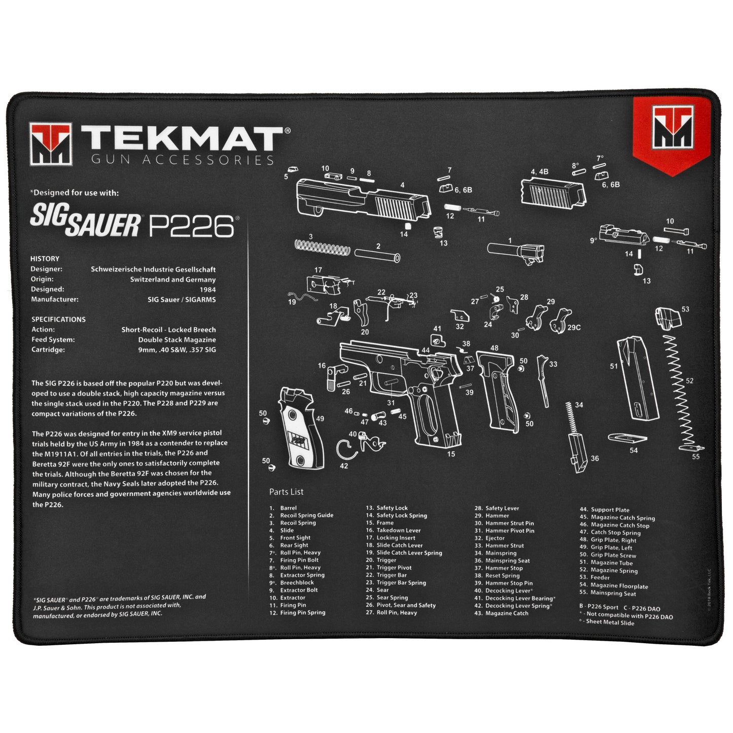 TEKMAT ULTRA PSTL MAT SIG P226 BLK