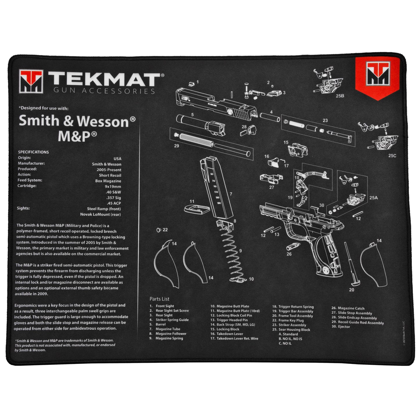 TEKMAT ULTRA PSTL MAT S&W M&P BLK