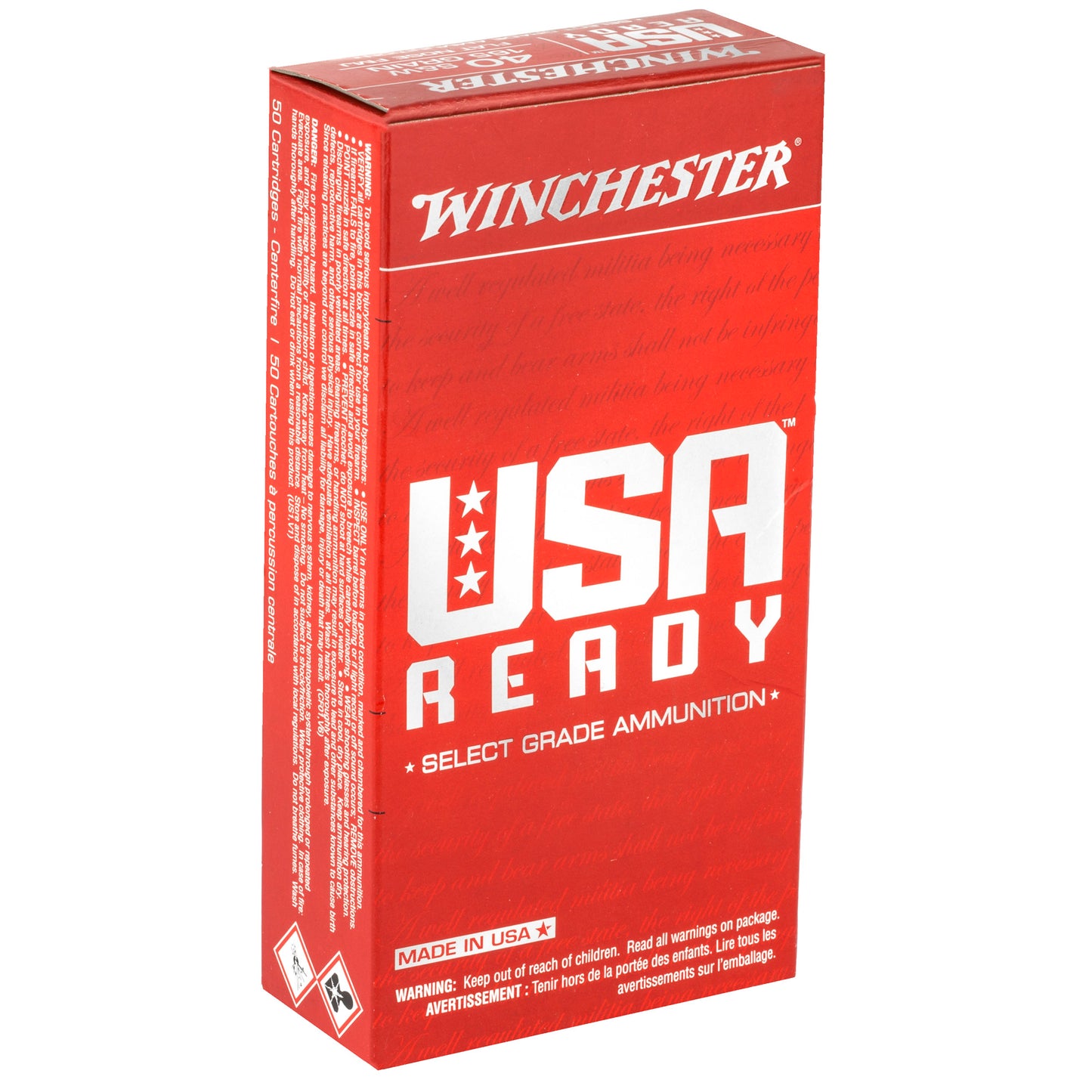 WIN USA RDY 40SW 165GR FMJ 50/500