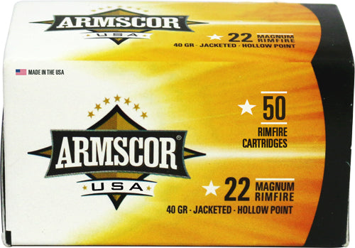 ARMSCOR 22WMR 40GR JHP 1838FPS