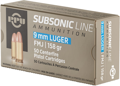 PPU SUBSONIC 9MM LUGER 158GR