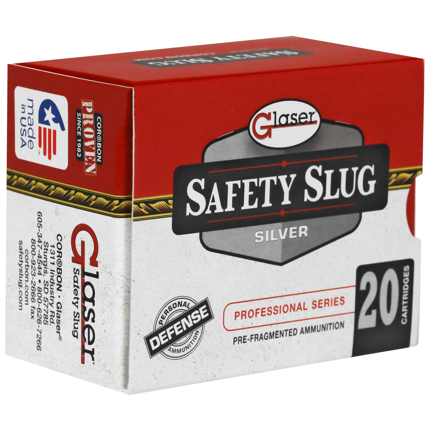 GLASER SILVER 40S&W 115GR 20/500