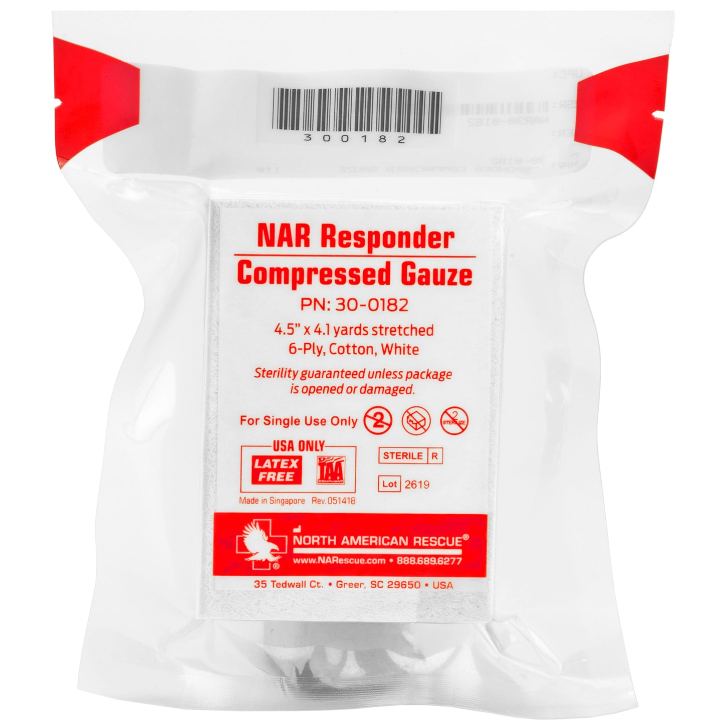 NAR RESPONDER COMPRESSED GAUZE