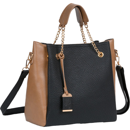 BULLDOG TOTE PURSE W/HOLSTER BLK/TAN