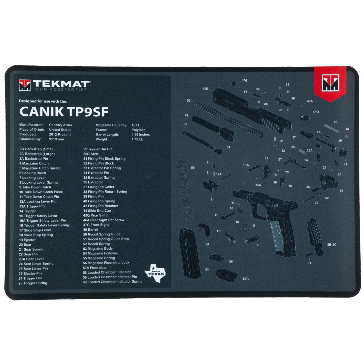 TEKMAT PSTL MAT FOR CANIK TP9SF BLK