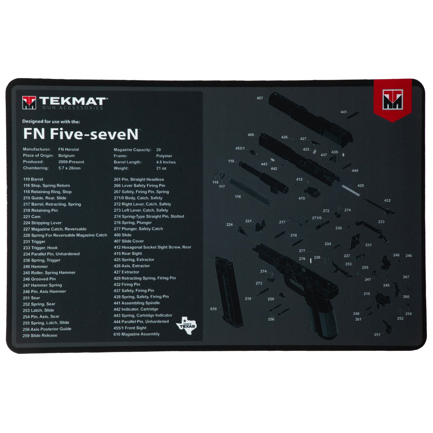 TEKMAT PSTL MAT FOR FN FIVE SVN BLK