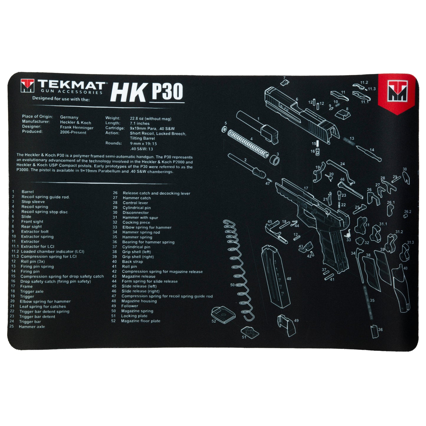 TEKMAT PISTOL MAT H&K P30