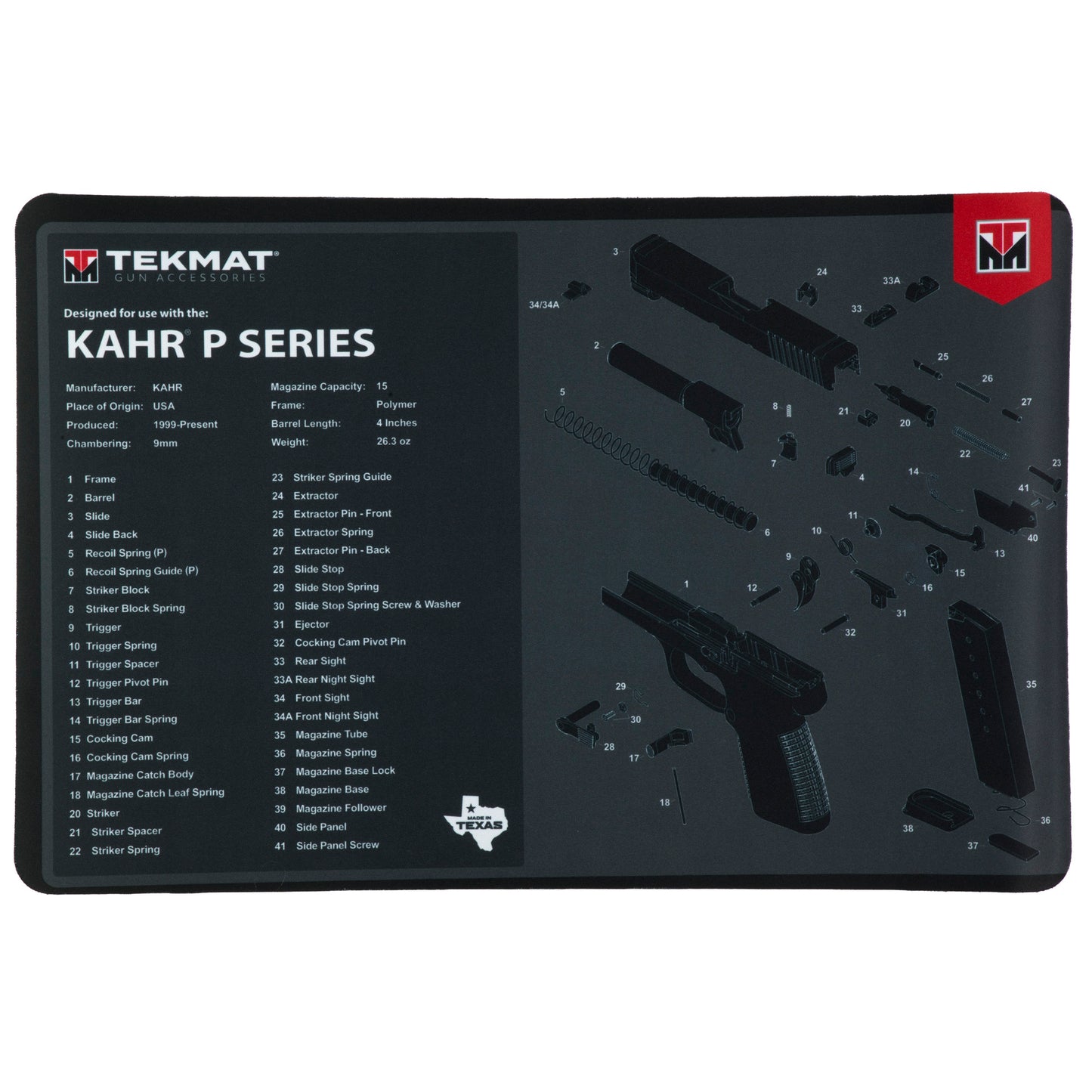 TEKMAT PSTL MAT FOR KAHR P SERIES BK