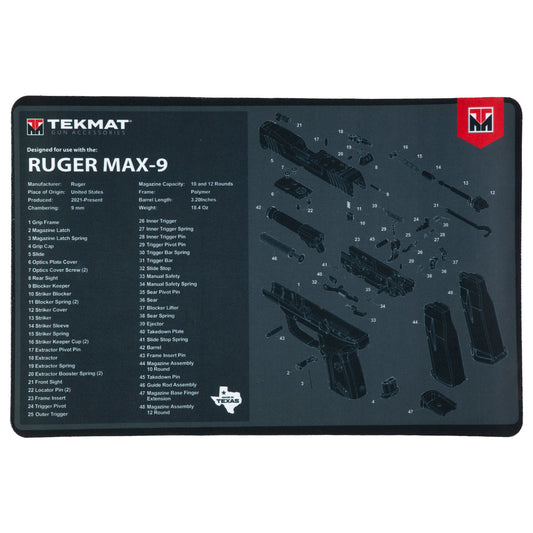 TEKMAT PSTL MAT FOR RUGER MAX 9 BLK