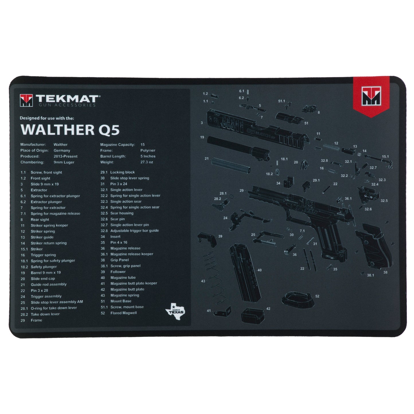 TEKMAT PSTL MAT FOR WALTHER Q5 SF