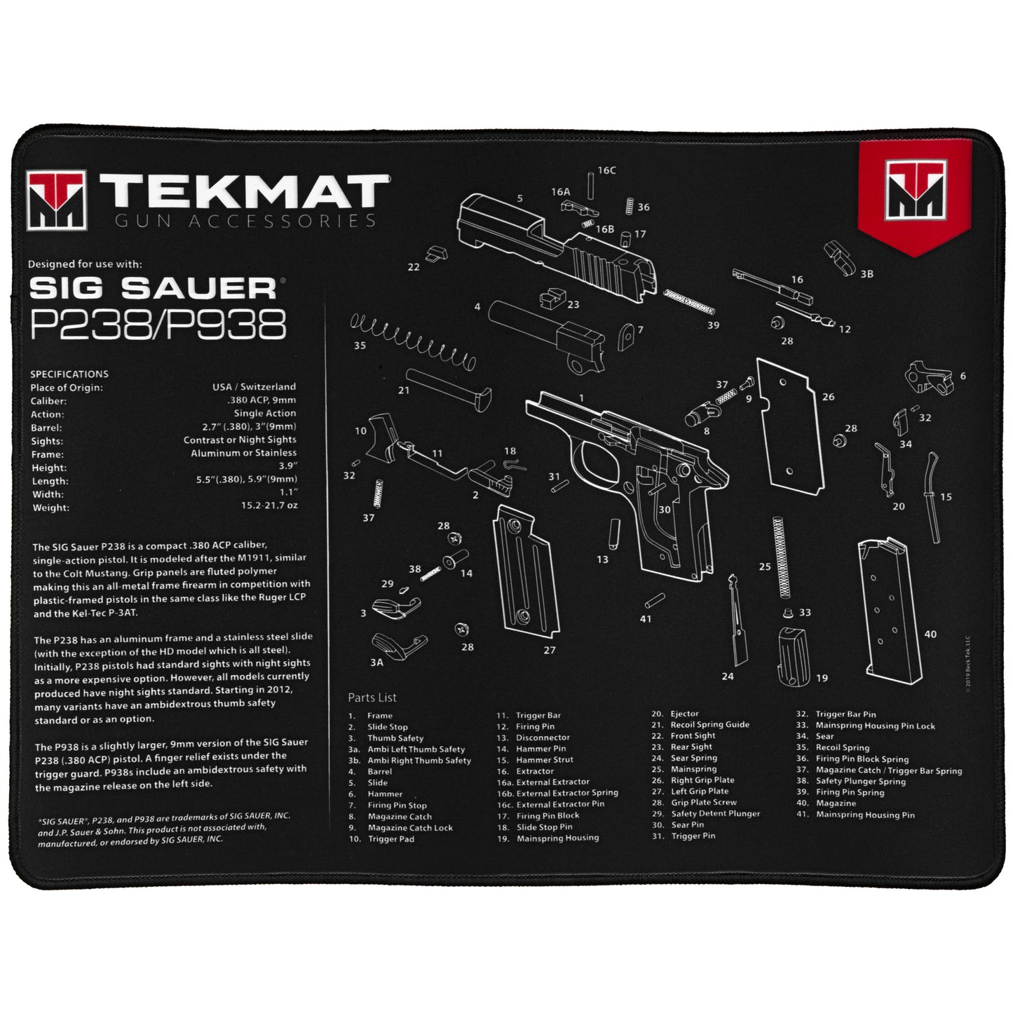 TEKMAT ULTRA PSTL MAT SIG P238