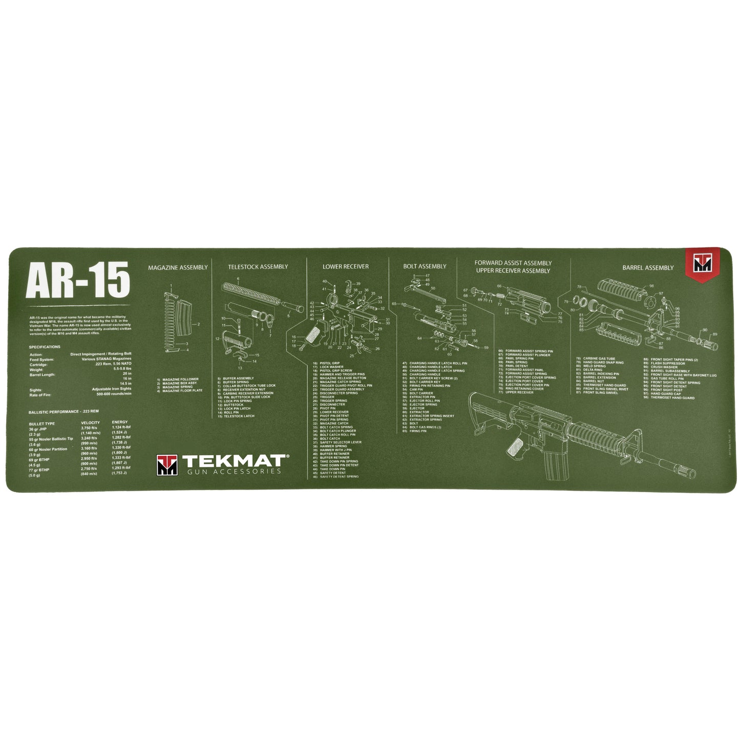 TEKMAT RIFLE MAT AR15 OD GREEN