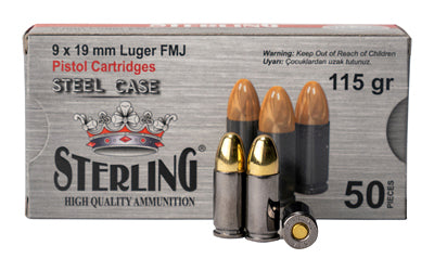 STERLING 9MM 115GR FMJ STEEL 50/1500