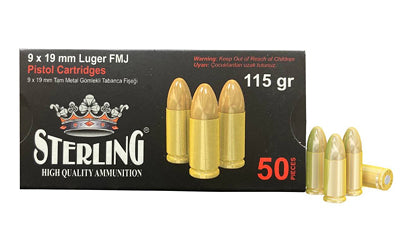 STERLING 9MM 115GR FMJ BRASS 50/1500