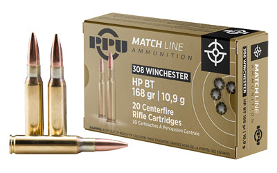 PPU .308 WIN MATCH 168GR HPBT 10/200